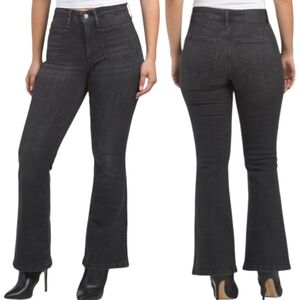 NEW Lucky Brand High Rise Stevie Patch Pocket Flare Ankle Faded Black Jeans 14